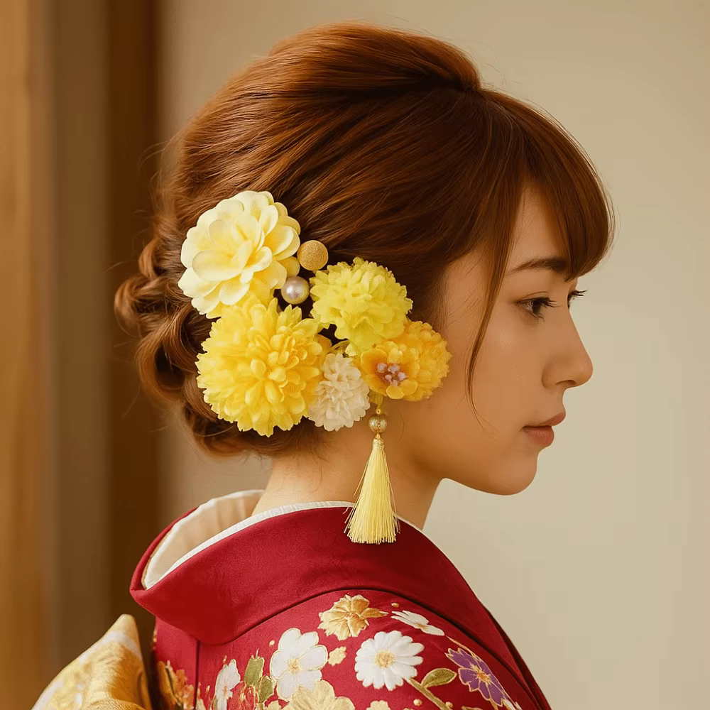 Bijoux Style japonais fleur fourchettes à cheveux à la main fleur japonais Kimono pinces à cheveux tissu Vintage glands bâton de cheveux filles