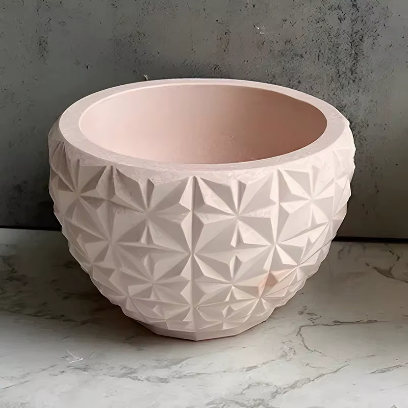 Pot de fleurs de plantes succulentes circulaires en béton