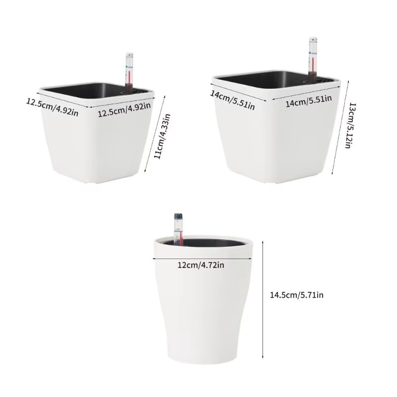 G6KF Planteur à eau auto avec indicateur niveau d'eau Pots fleurs décoratifs pour chambre cuisine Bureau des maisons
