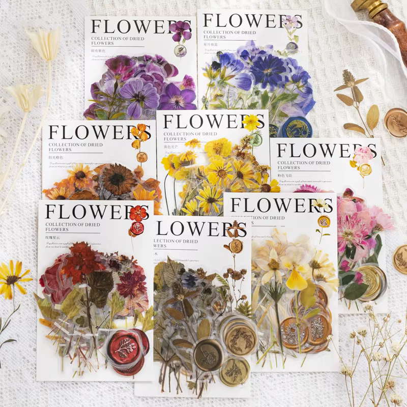 Kit d'autocollants floraux transparents