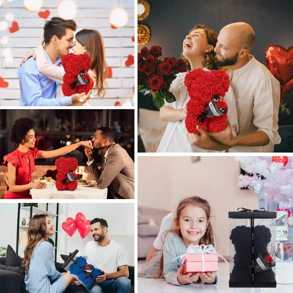 Ourson en roses artificielles