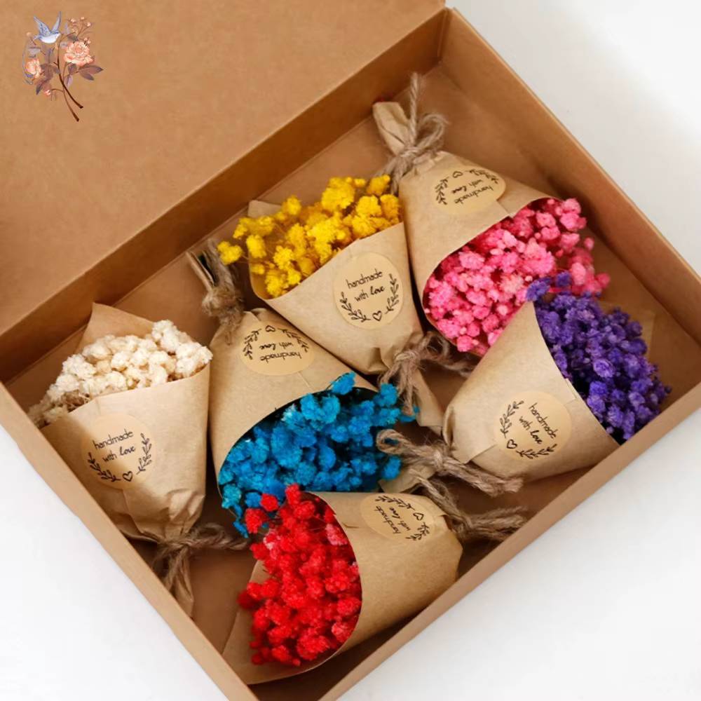 Fleurs séchées éternelles Gypsophila Mini Bouquet boîte-cadeau Souvenir mariage boutonnière Corsage véritable souffle de bébé décoration de voiture à la maison