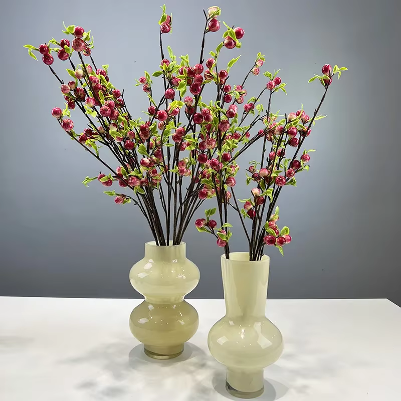 Plante verte en caoutchouc souple pour la décoration de la maison, simulation de petite pomme, branche de baie, floral, richesse artificielle, balcon