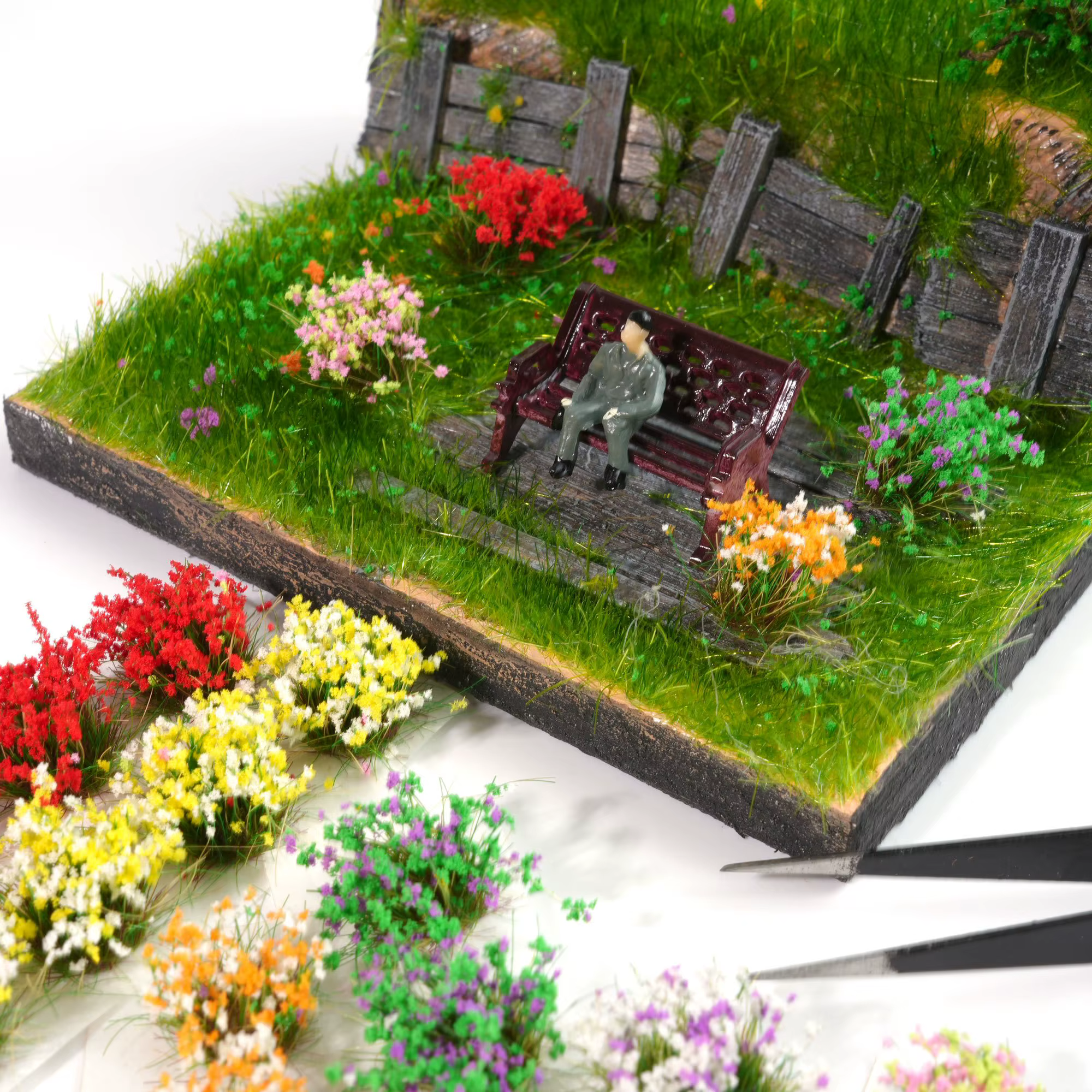 15tufts grappes de fleurs colorées miniatures pour Micro paysage