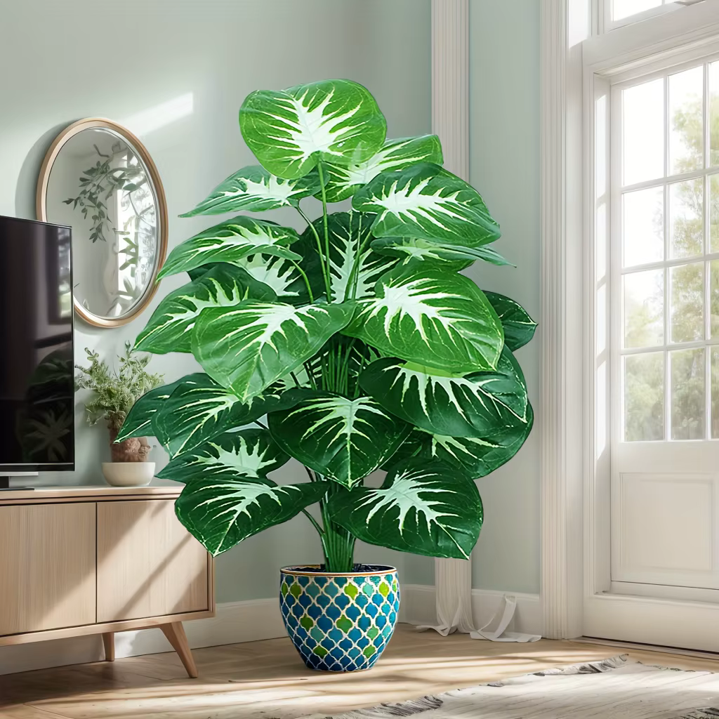 Une plante d'extérieur artificielle avec 18 grandes feuilles