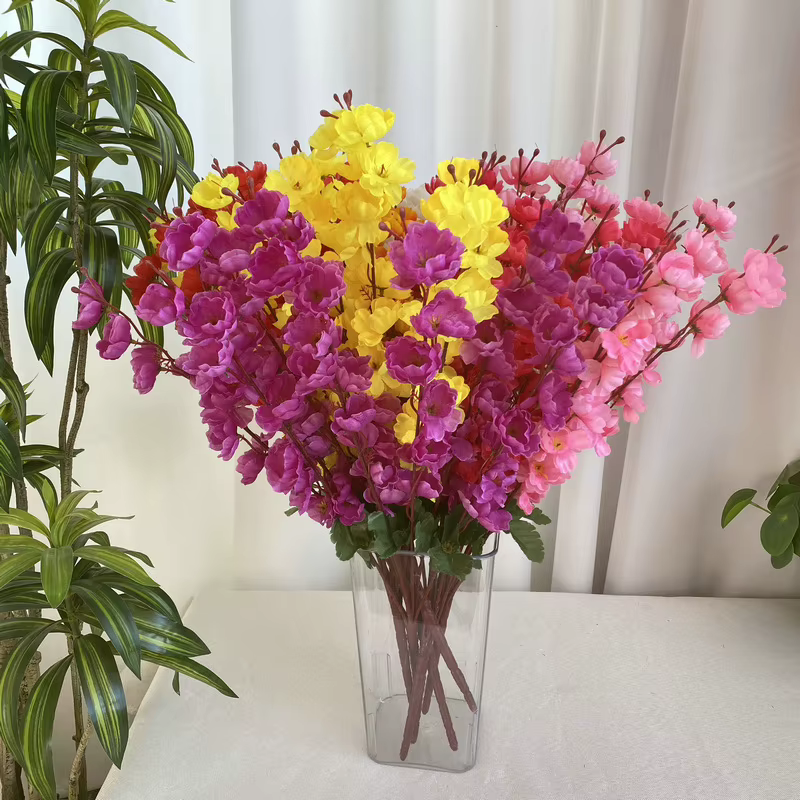 Fleurs simulées soie fleur de pêcher plante salon décoration violet fausse