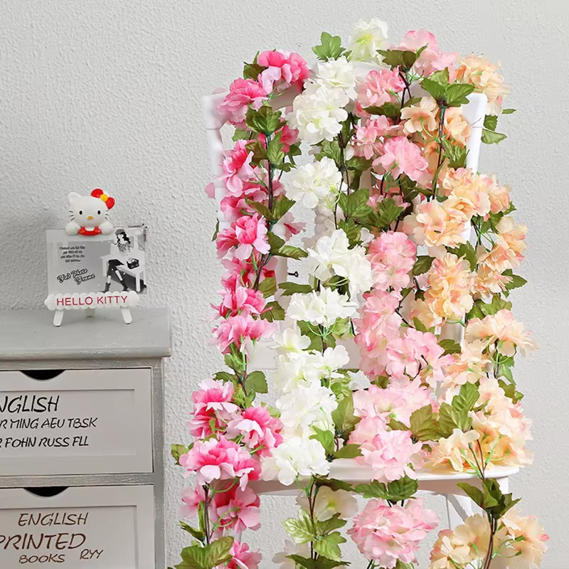 230cm fleurs artificielles Sakura vigne mariage jardin arc maison fête décoration noël mariée fausses plantes décor fleur vignes