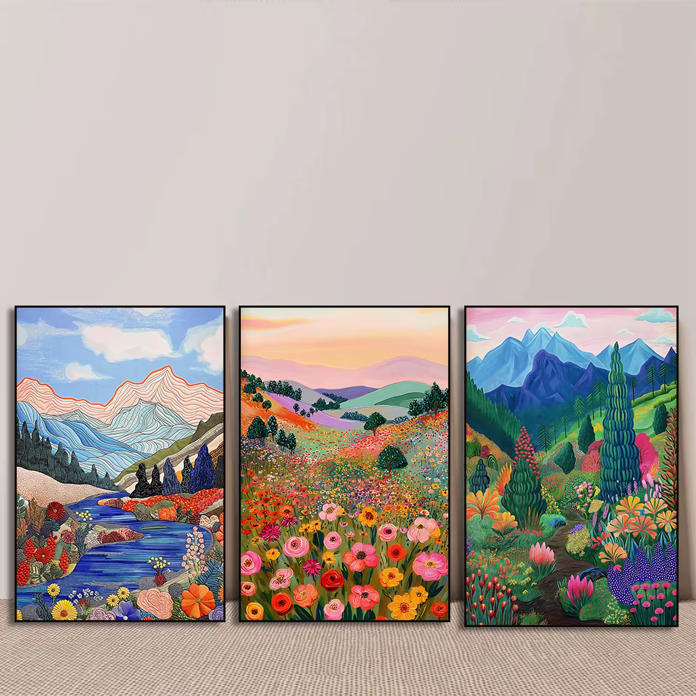 Affiche et impression sur toile de paysage coloré de forêt