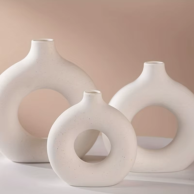 1pc, Vases de Vase en céramique blanc/Beige pour la décoration
