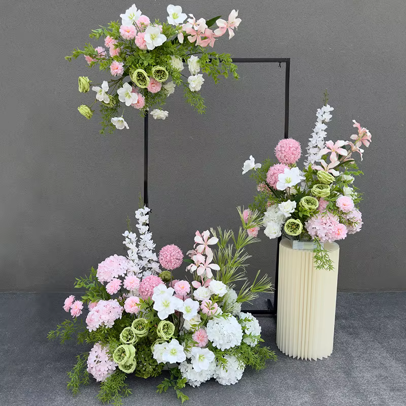 Décoration florale ronde en soie pour mariage, allée de cérémonie, fête de fiançailles, Noël, jardin