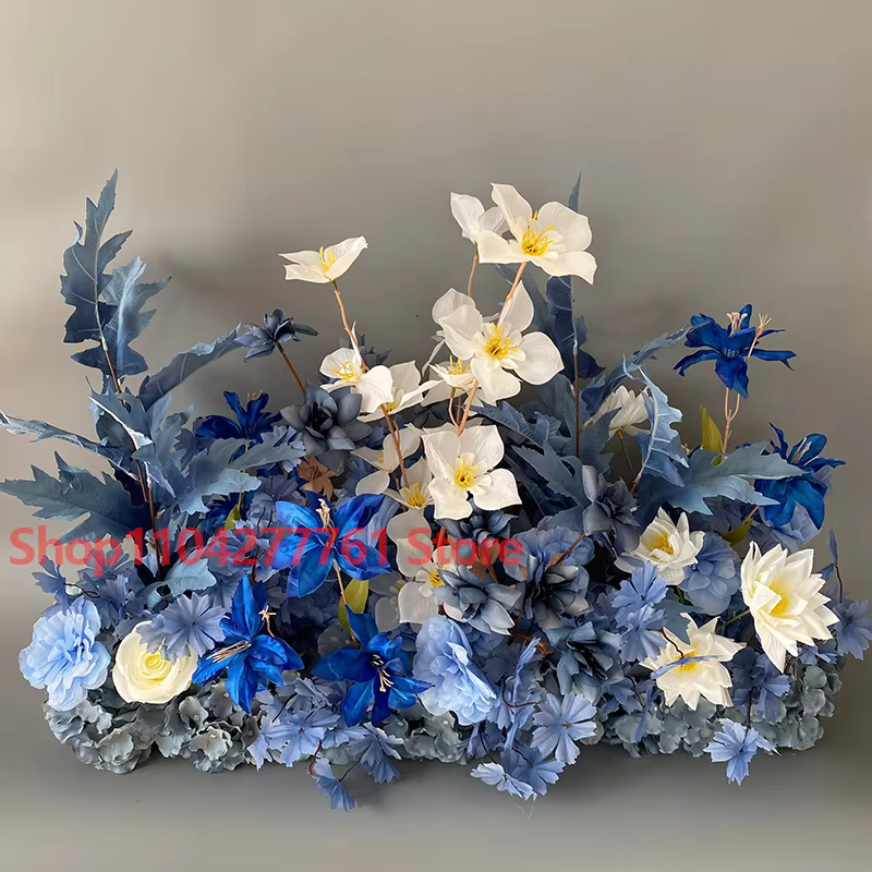 Série Bleue : Plante artificielle de roses et feuilles