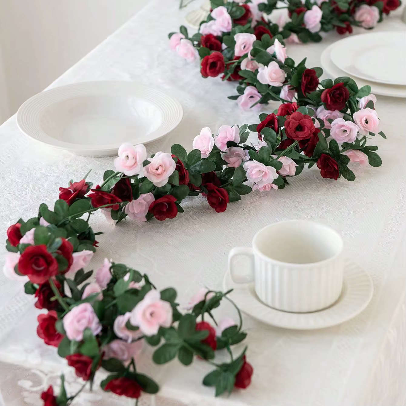 Guirlande de roses artificielles pour mariage, décoration de maison, table, bonsaï, extérieur, jardin, arches, bricolage, cadeau, plante