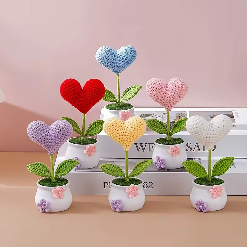 Plantes artificielles en pot en forme de cœur accrochées à la main - Sélection de décoration de maison et de cadeaux