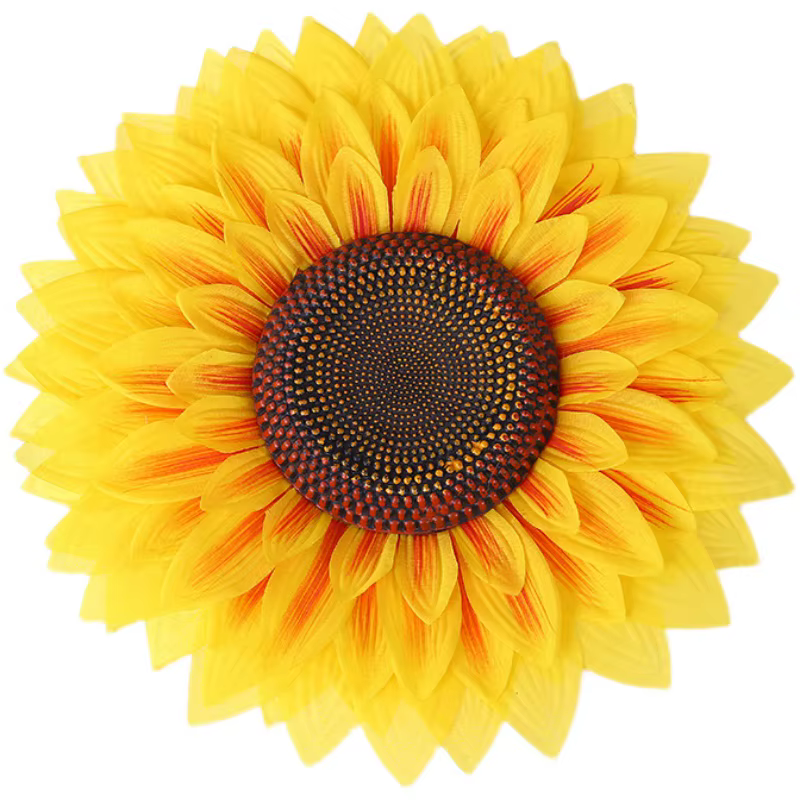 Fleur jaune de tournesol artificielle en soie de grande taille