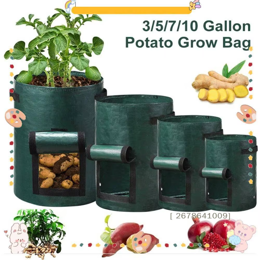 ⚑ Sac de plantation de jardin, avec poignées, 3/5/7/10 gallons, outils de jardin de haute qualité, sac de plantation en PE pour légumes, tomates, pommes de terre, fleurs