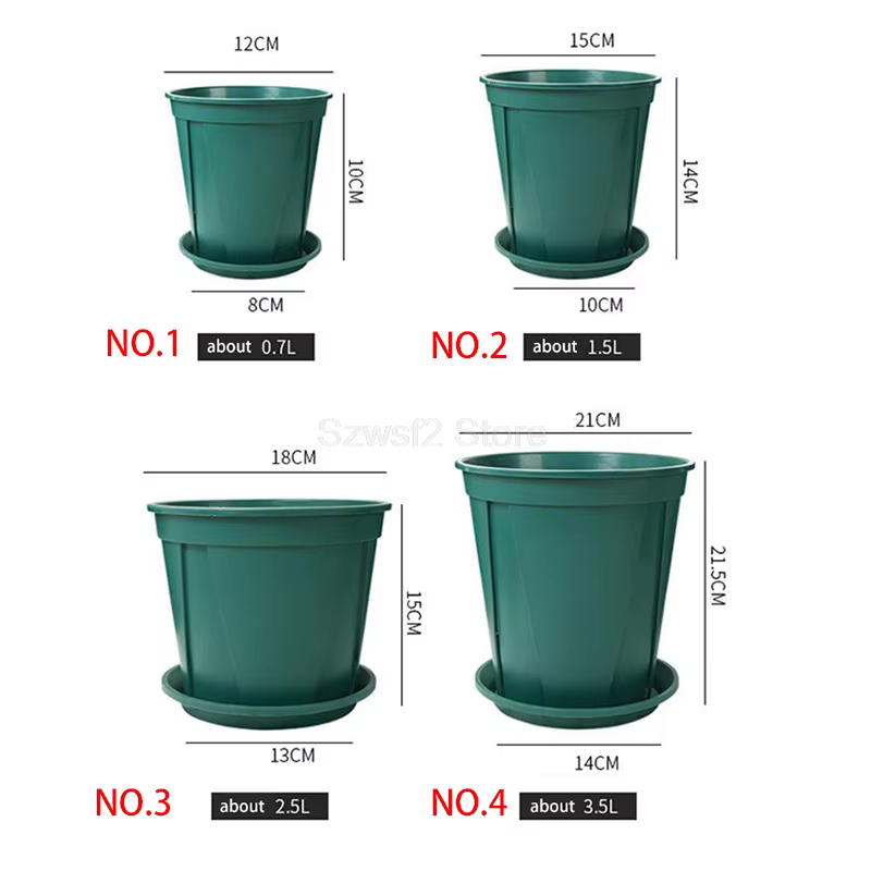 Plateaux de pots de fleurs en plastique vert