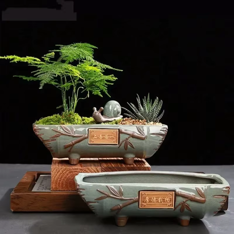 Pot à Bonsaï en Céramique Vintage