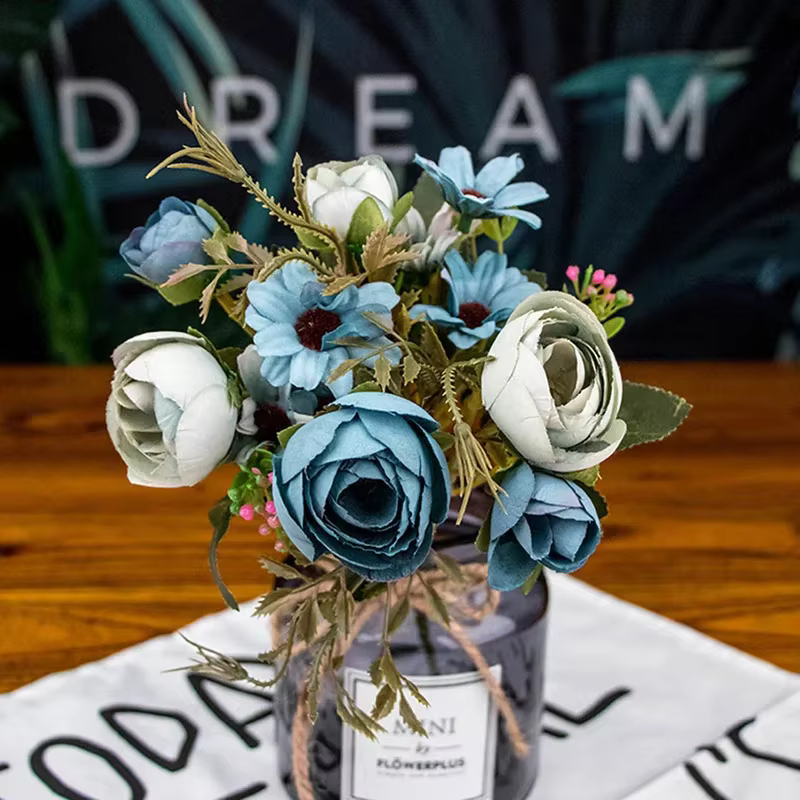 1 Bouquet de fleurs artificielles bleues