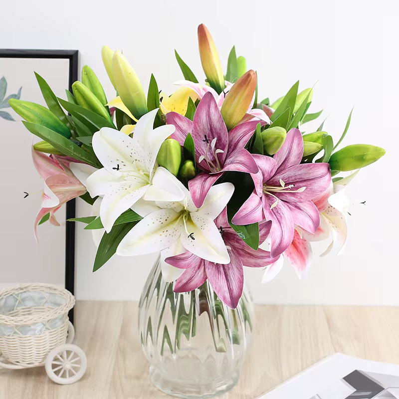 Bouquet de fausses fleurs artificielles en soie