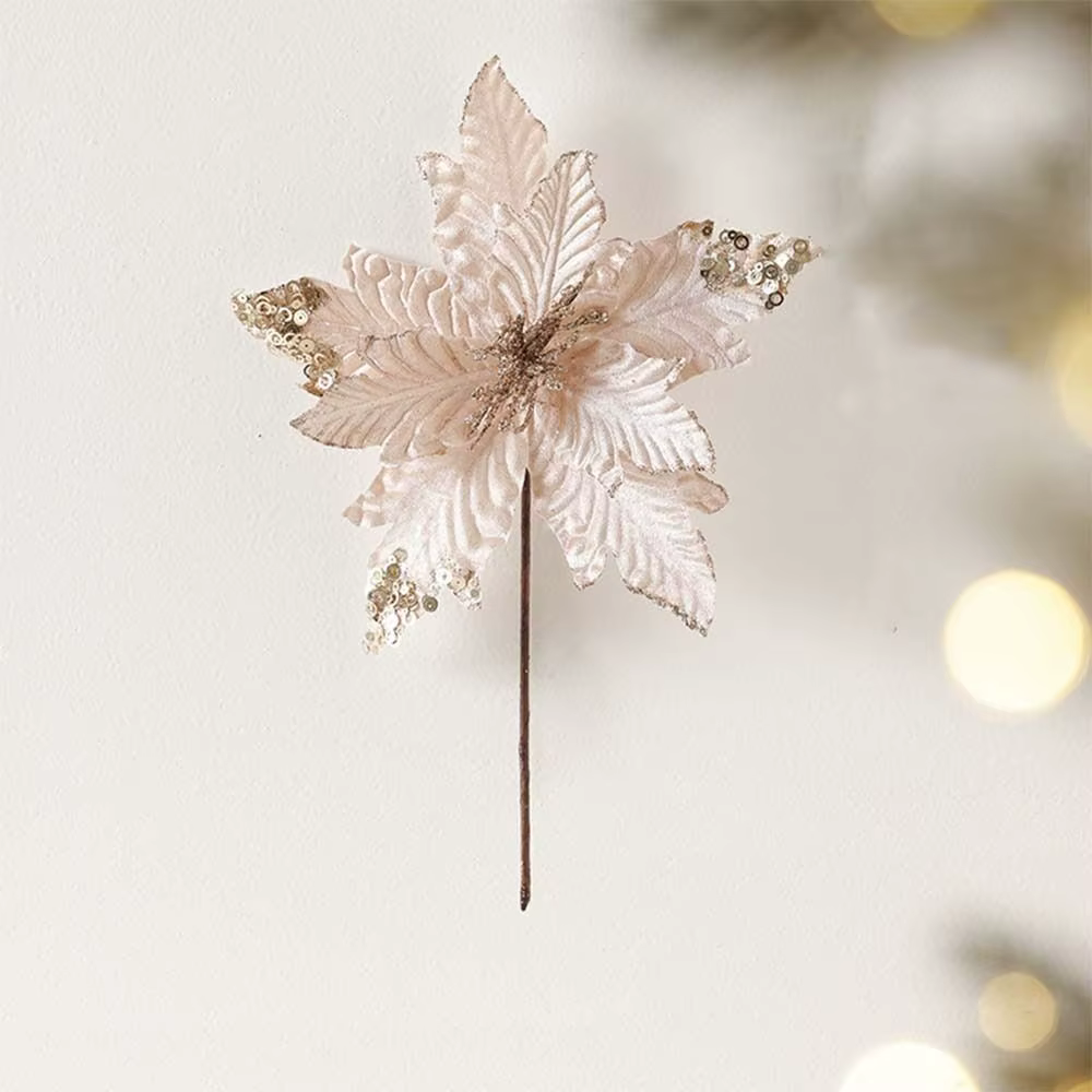 Poinsettia de noël à paillettes