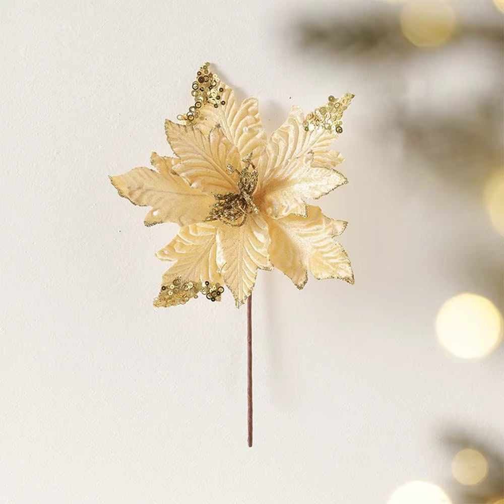 Poinsettia de noël à paillettes