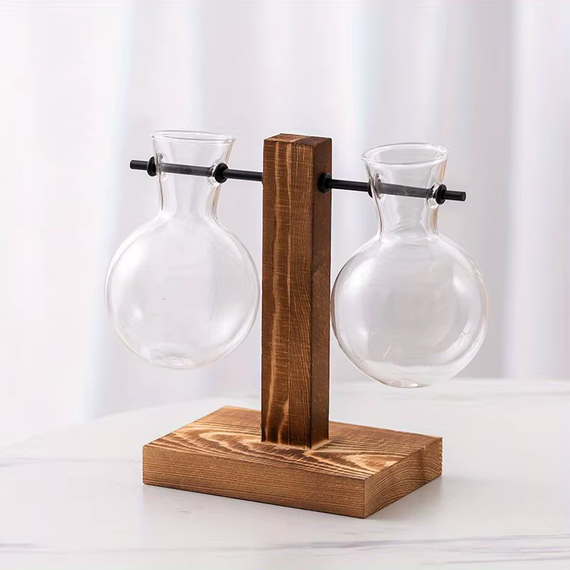 Vase en verre hydroponique