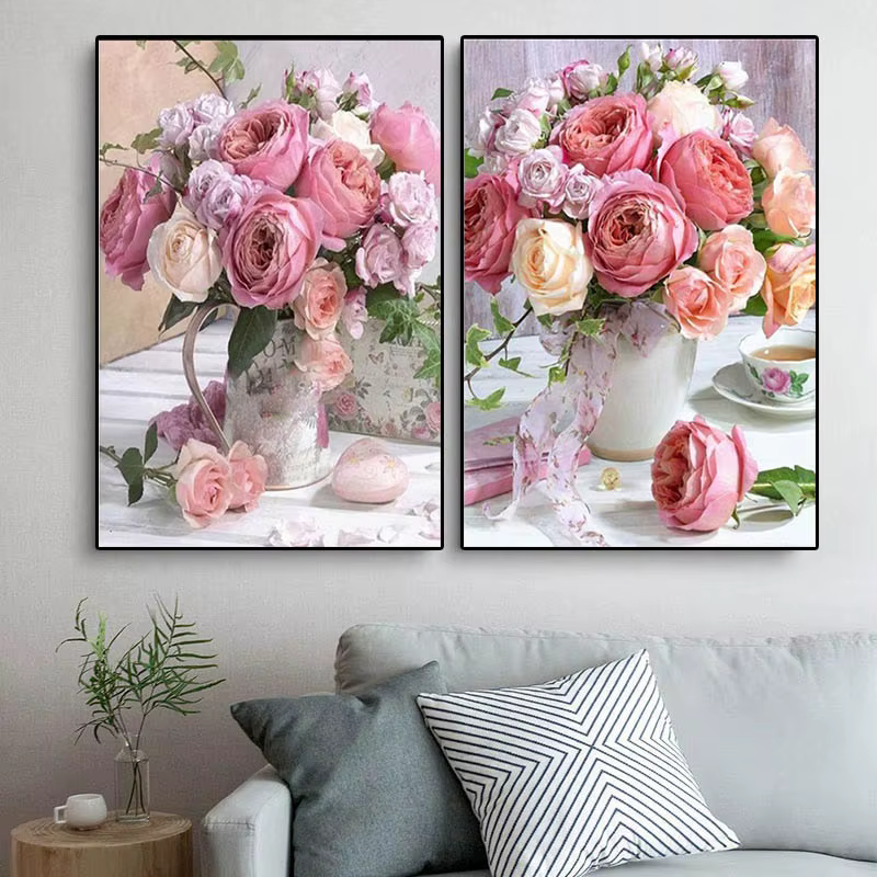 Affiches de peintures de fleurs de pivoine rose