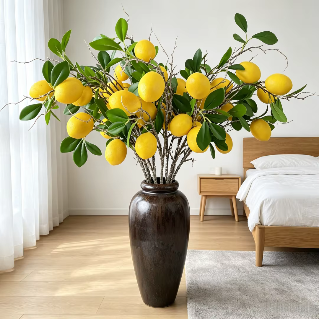 1 arbre citronnier artificiel contenant 5 faux citrons