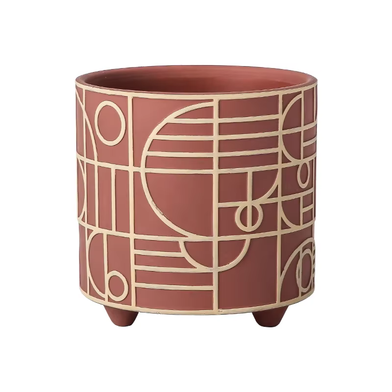 Pot de fleur cylindrique en céramique simple