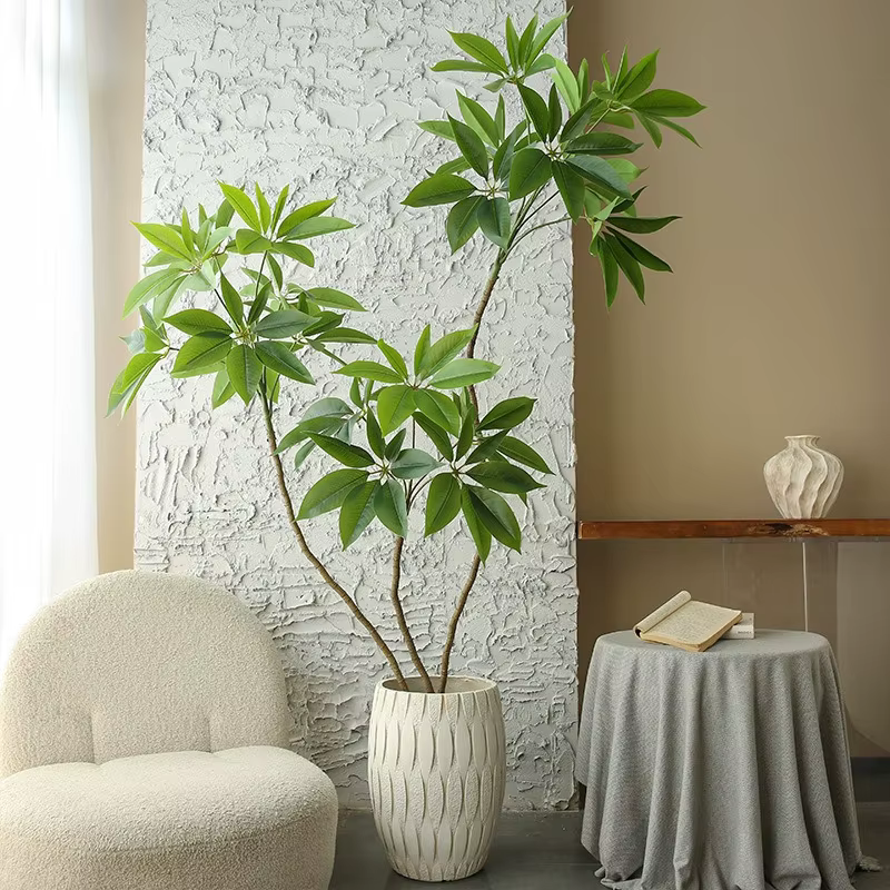 Simulation de plantes vertes en forme de grande feuille