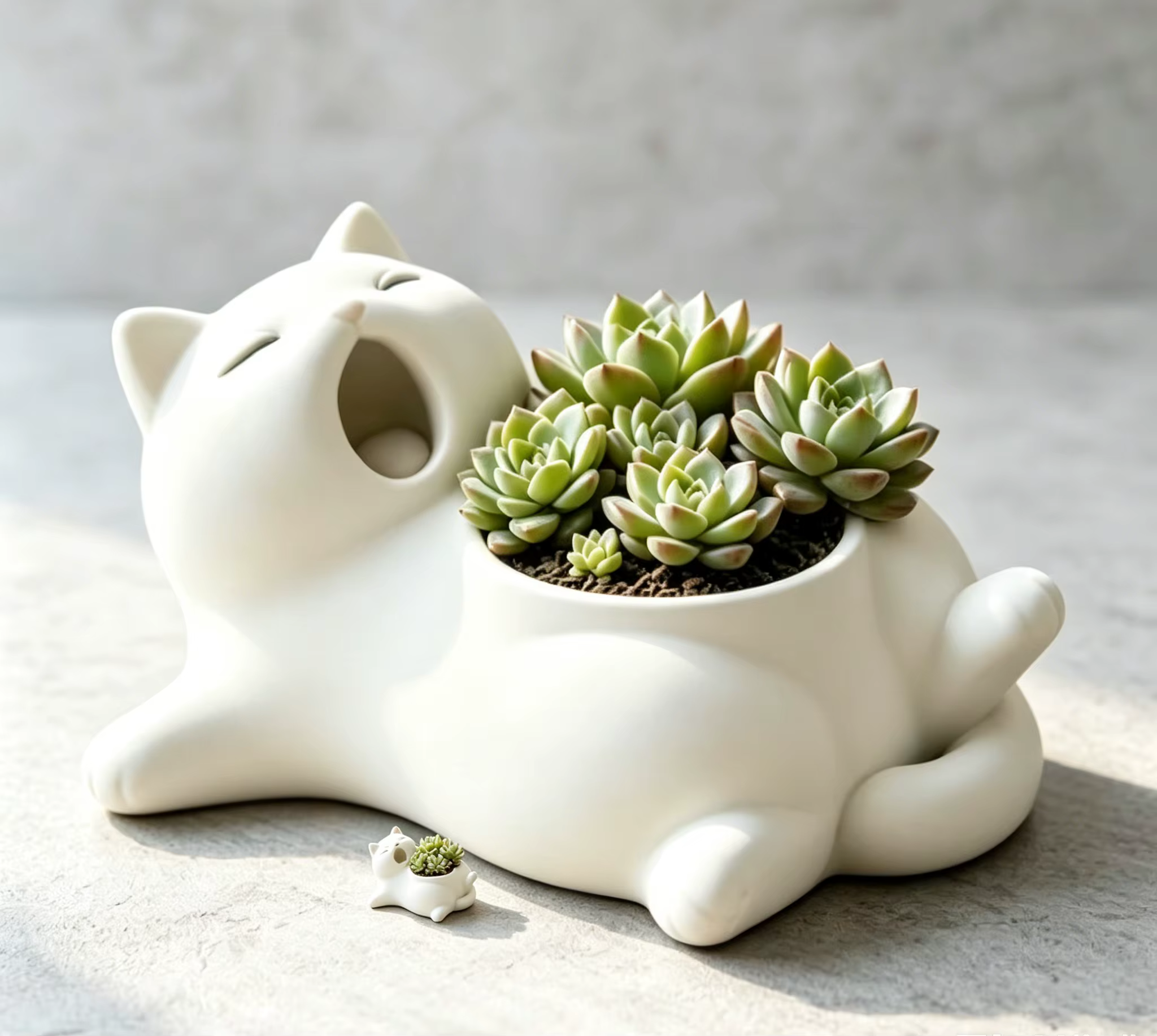 Pot de fleurs chat kawaii