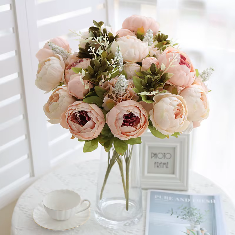 Bouquet de fleurs artificielles européennes en soie de haute qualité