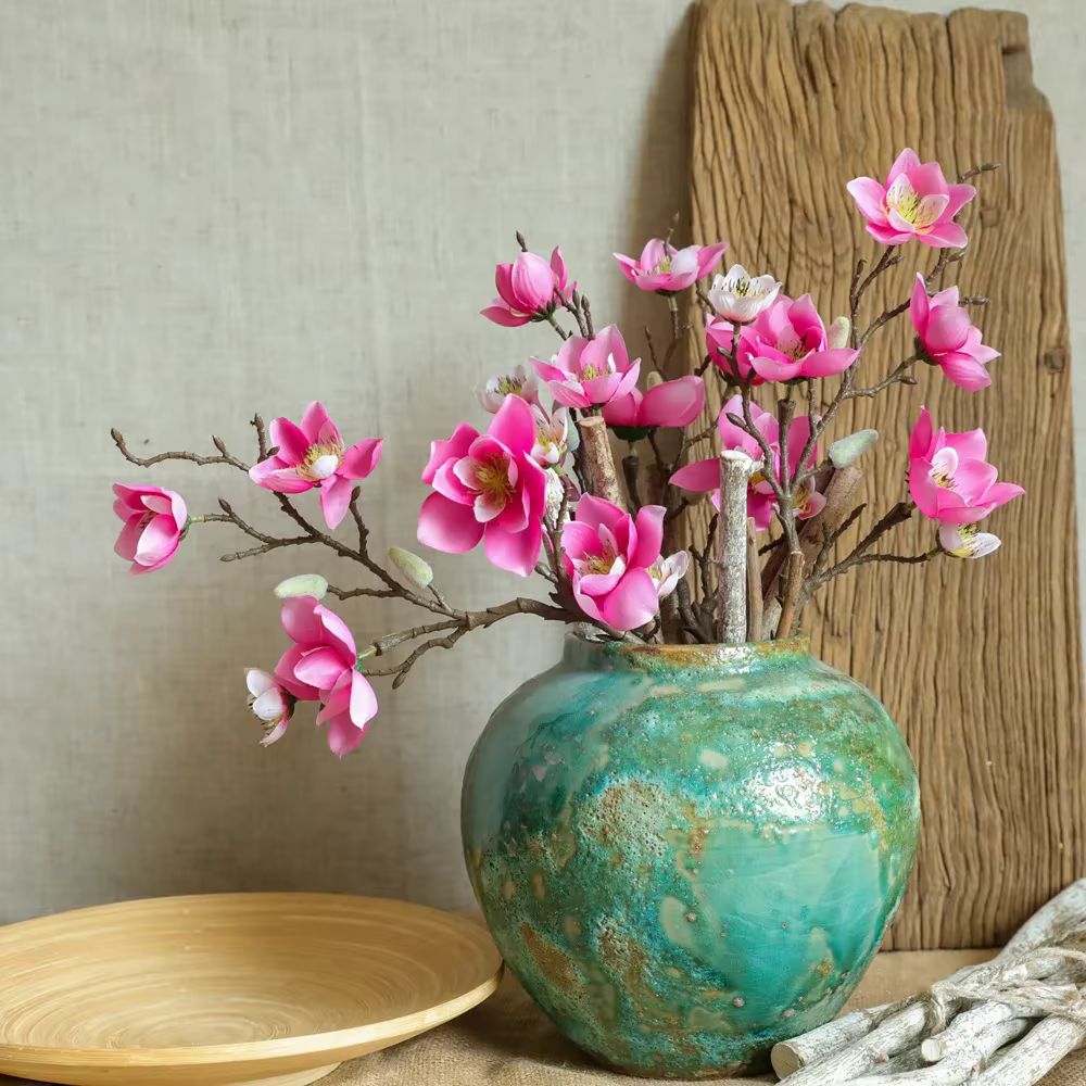 5 têtes fleur artificielle Francica multi-têtes Magnolia INS fausse