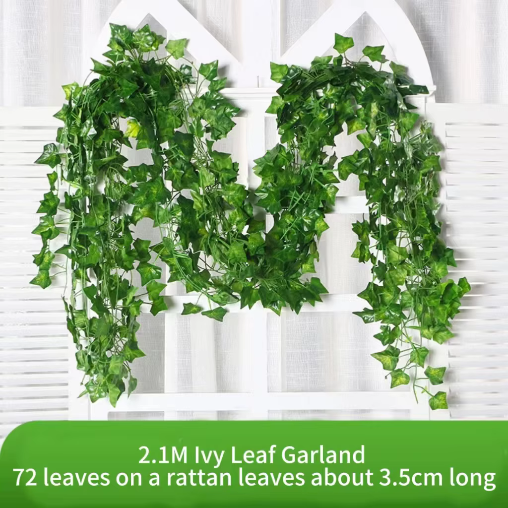 Guirlande de vigne artificielle suspendue de feuilles de lierre vert de 2.1M