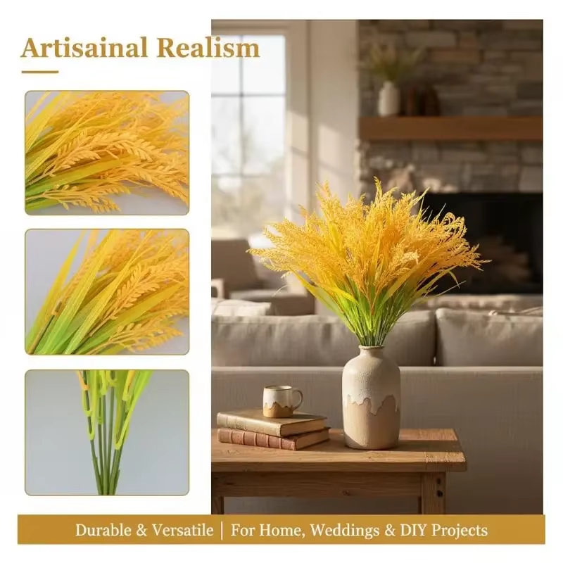 Bouquet de 7 tiges de blé et de riz artificielles