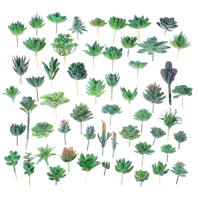 Plantes succulentes artificielles floquées vertes