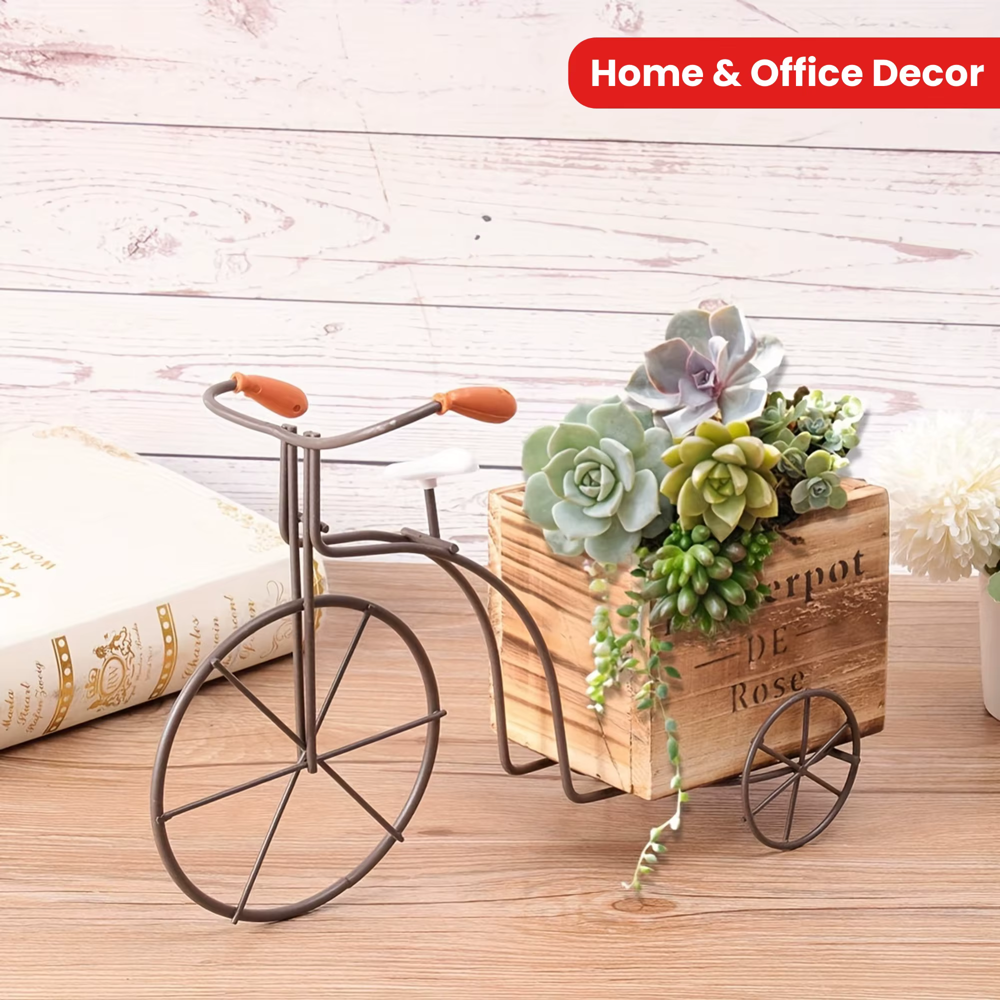 Support de plante de Tricycle en bois rustique Vintage-charmant