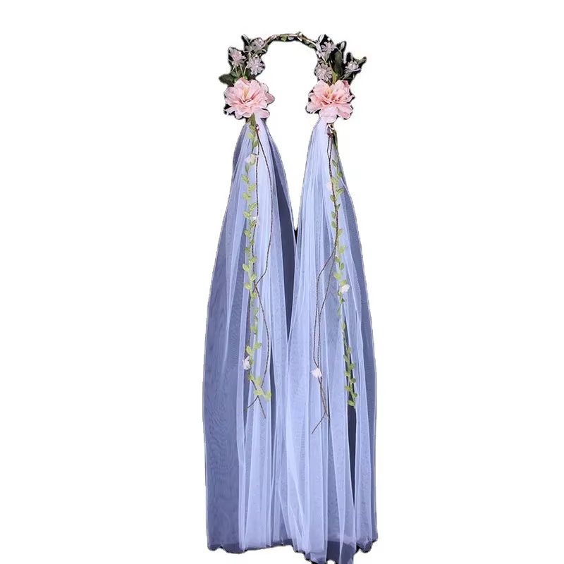 Voile de Rose de mariage pour mariée blanche, couronne de coiffure pour femmes, bandeau pour Date, décoration de maquillage, couronne de fleurs