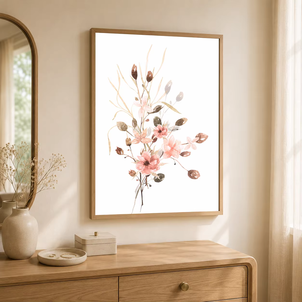 Art mural aux motifs de plantes et de fleurs