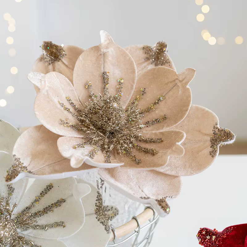 1 pièce de noël Poinsettia paillettes fleur arbre