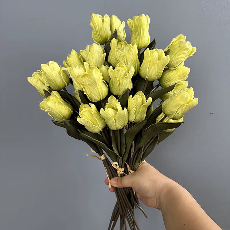 6 pièces de tulipes artificielles roses Morandi pour mariage