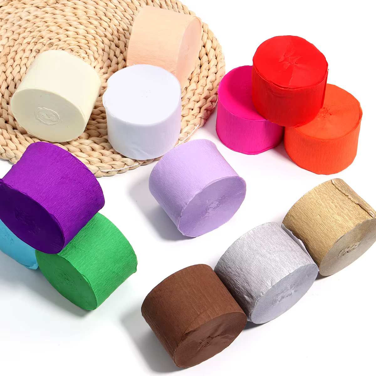 Rouleau de papier crêpe coloré