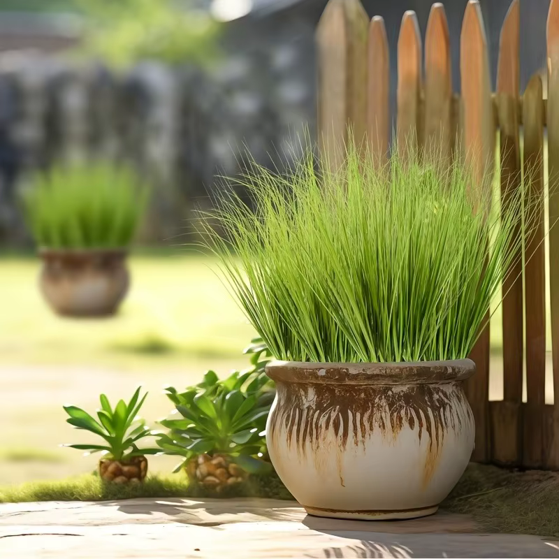 10 plantes vertes artificielles - Herbe d'oignon en résine adaptée à la décoration intérieure/extérieure - Peut être utilisée pour les décorations de mariages et de fêtes