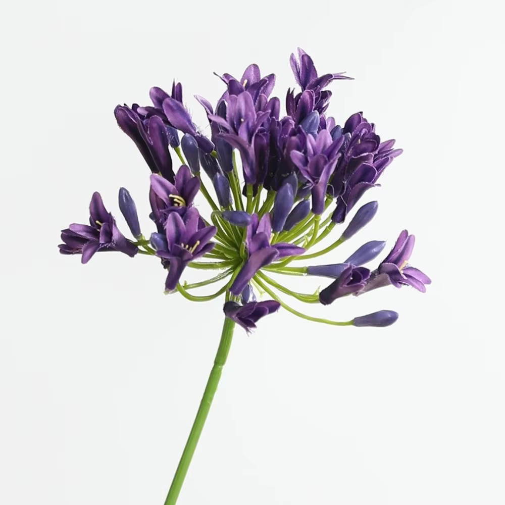 Nouvelle branche de fleurs d'agapanthus artificielles de 75 cm de long