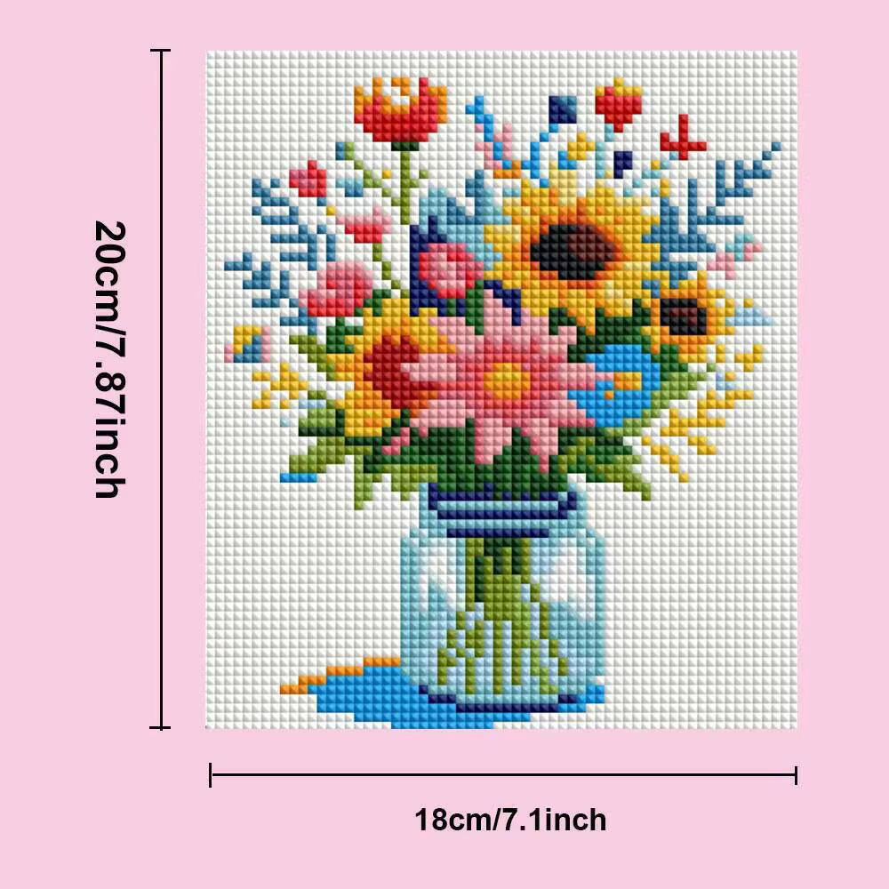 HUACAN 12 pièces Vase mosaïque rond complet tournesol Mini diamant peinture dessin animé fleur thème moderne décor à la maison idée cadeau de vacances