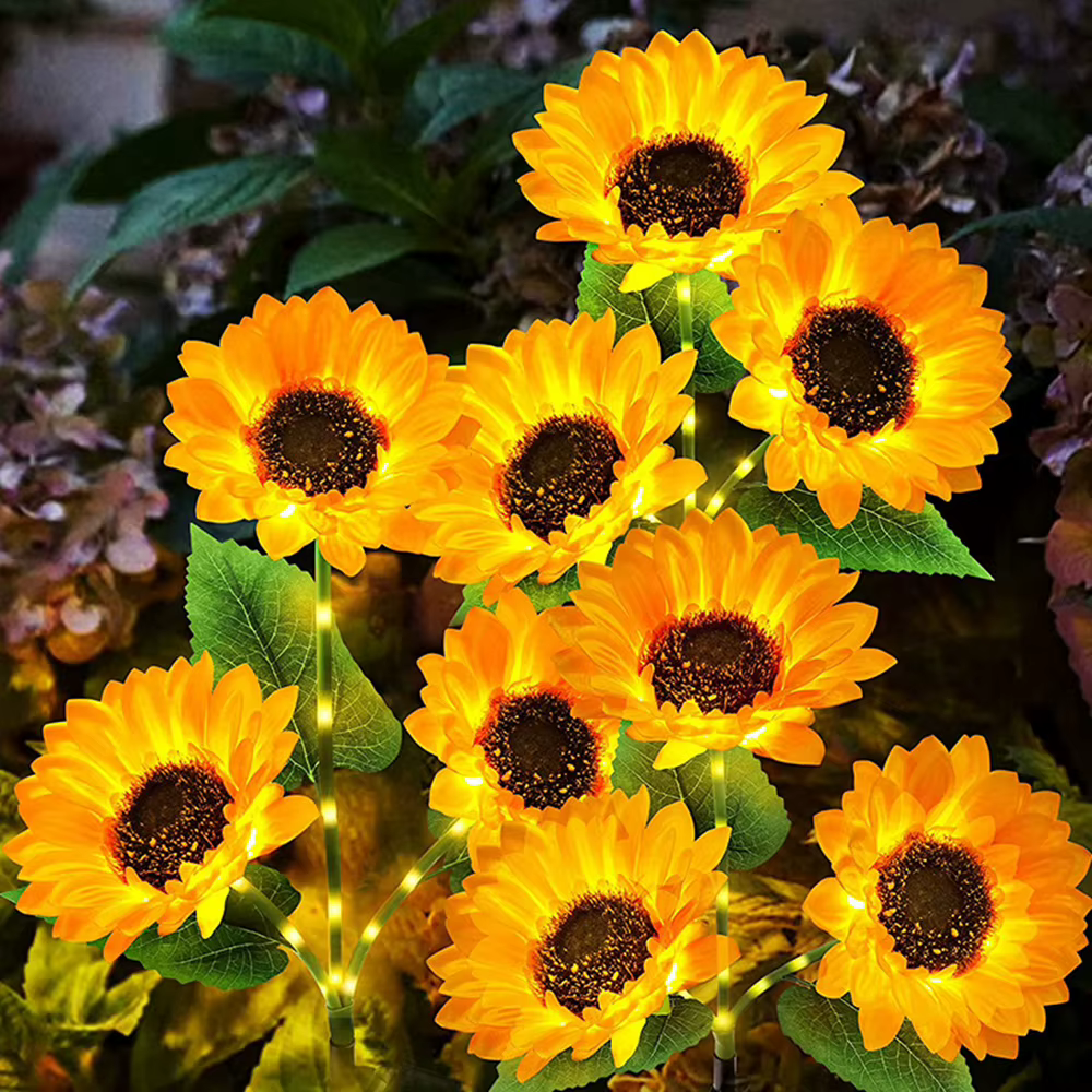 Lampes solaires LED en forme de tournesol