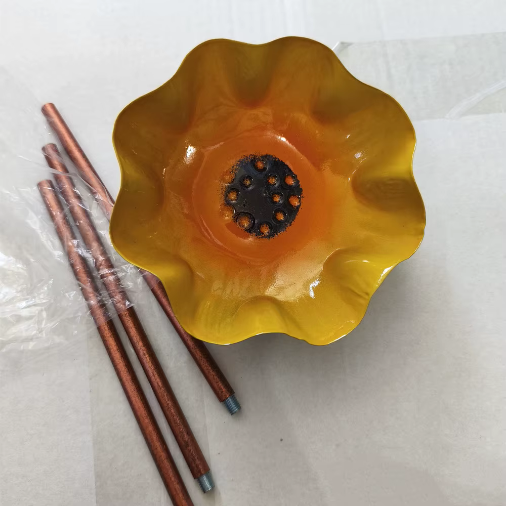 Piquet de jardin en métal artisanal en forme de fleur