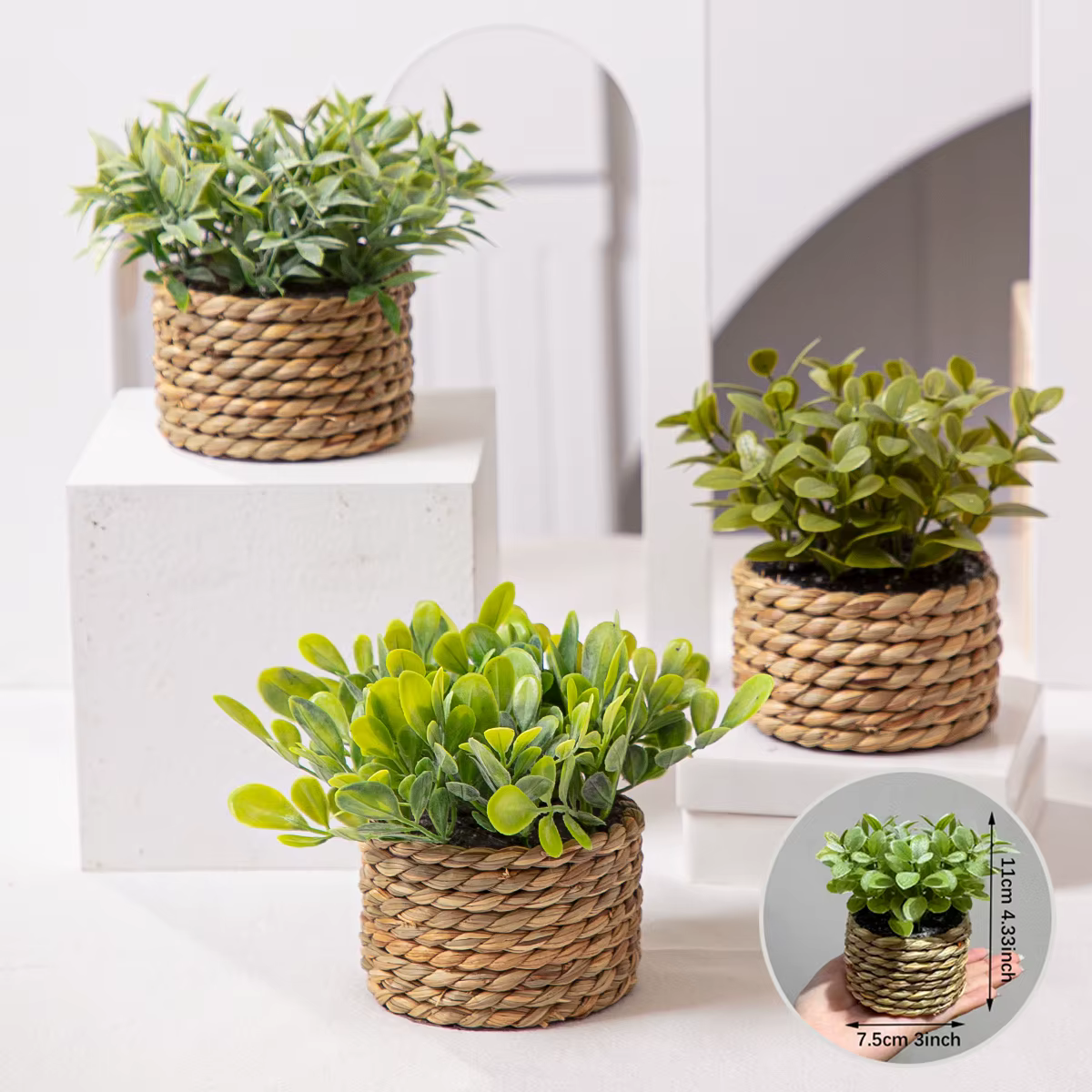 XIYA fleur vert plantes artificielles Eucalyptus herbe tissé petites