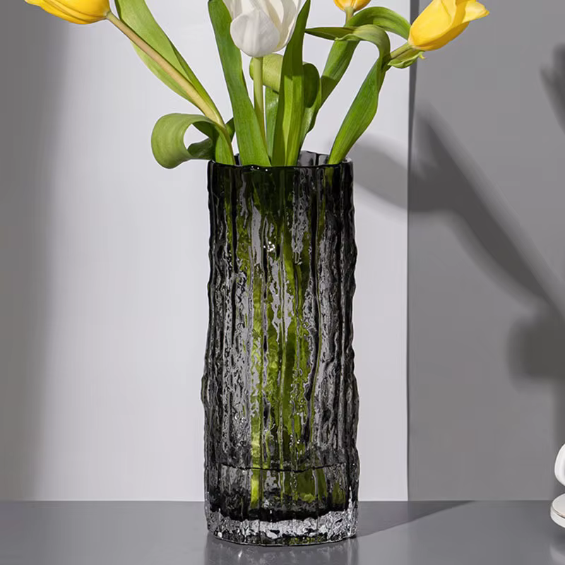 Vase en verre transparent pour décoration de table à manger