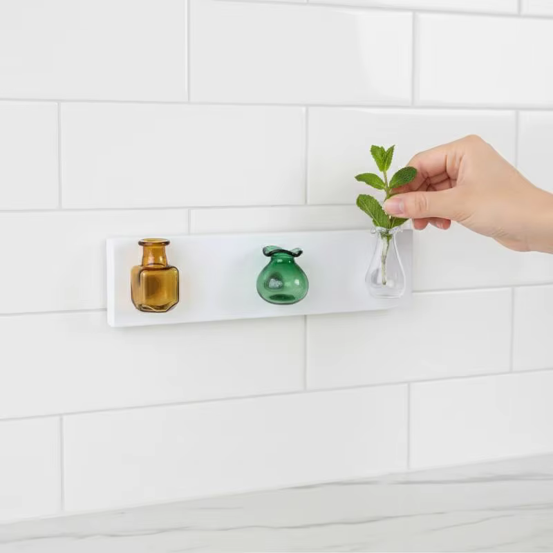 Ensemble de vases en verre magnétiques - Mini pots à plantes aimantés pour réfrigérateur - Porte-fleurs décoratif pour la maison et le bureau